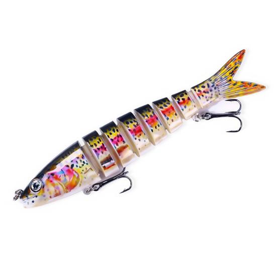 Jointed Artificial Bait Fishing Lure with 3D Eyes Realistic Looking Vibrant Color Fake Bait Hard Lure with Treble Hooks