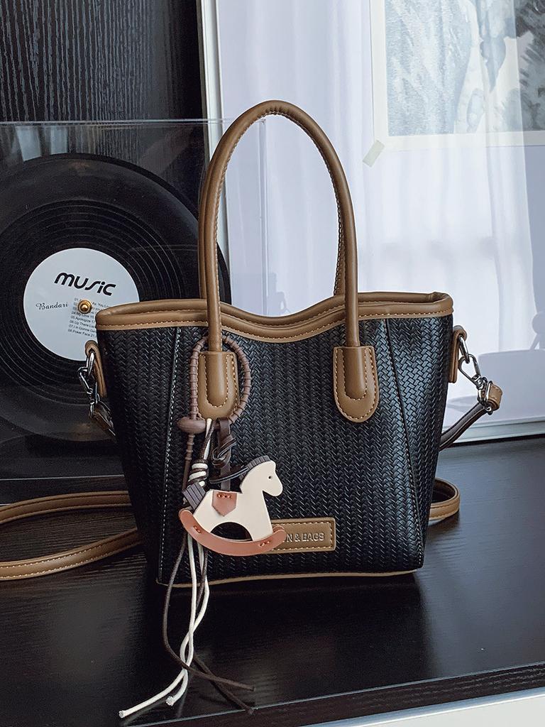 Premium sense contrasting color bucket bag temperament women's summer commuting leisure tide single shoulder oblique span bag