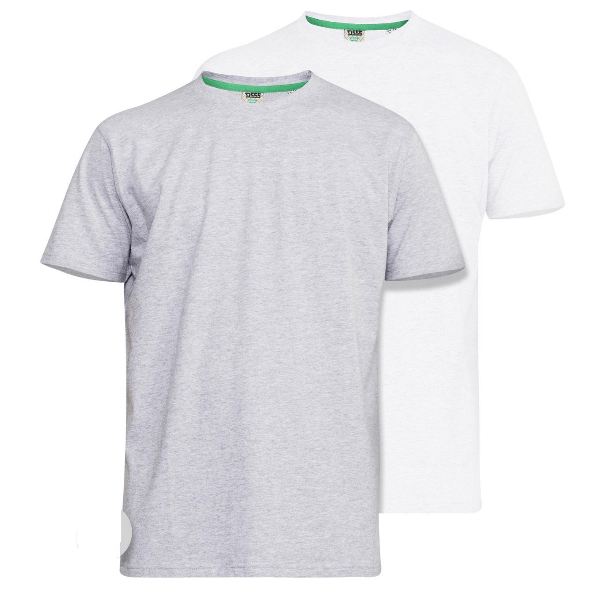 Duke Heren D555 Fenton Kingsize T-shirt (verpakking van 2) 5XL grijs/wit