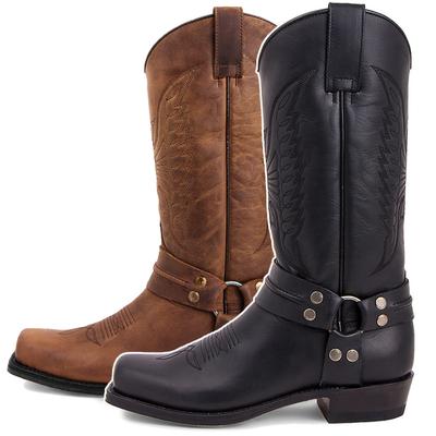 Ανδρικές μπότες ψηλοτάκουνα Φθινοπωρινά χειμωνιάτικα κεντημένα μεσαία σωληνάρια Ευρώπη και Βόρεια Αμερική Western Cowboy Boots Ανδρικά υποδήματα