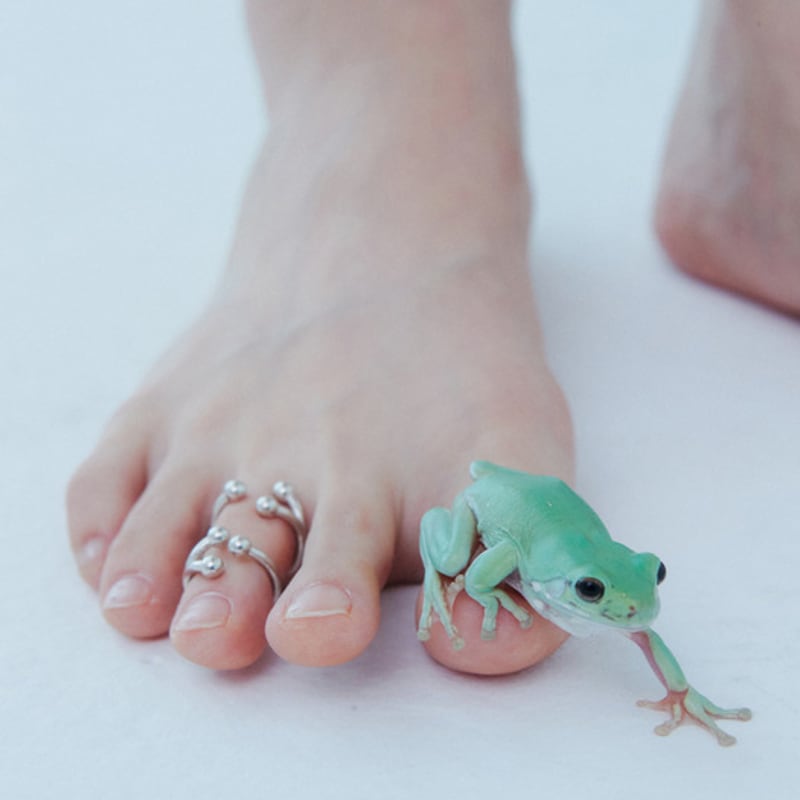 lowool Frog silver toe ring