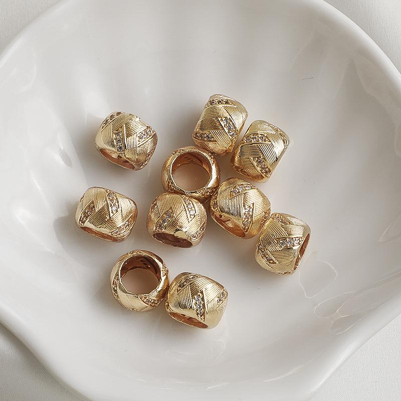 

14K Gold Filled Zircon Brushed Large Hole Bead Rolo Chain Necklace for DIY Jewelry