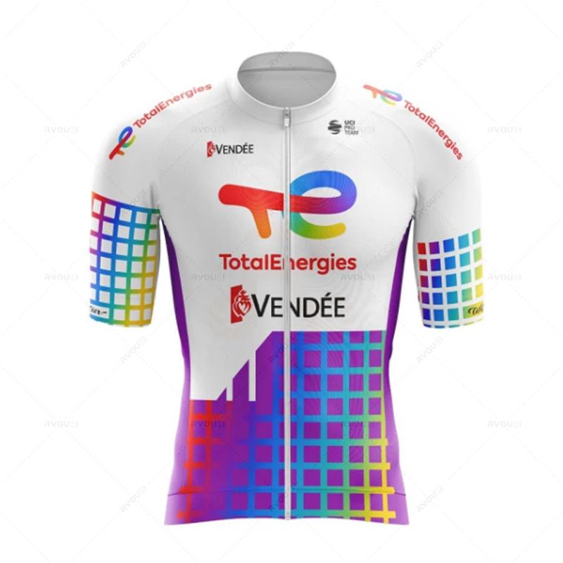 Total Energies Team Radtrikot Set Atmungsaktiv MTB Trikot Ciclismo Hombre Outdoor Sport Trägerhose Sommer Fahrradbekleidung