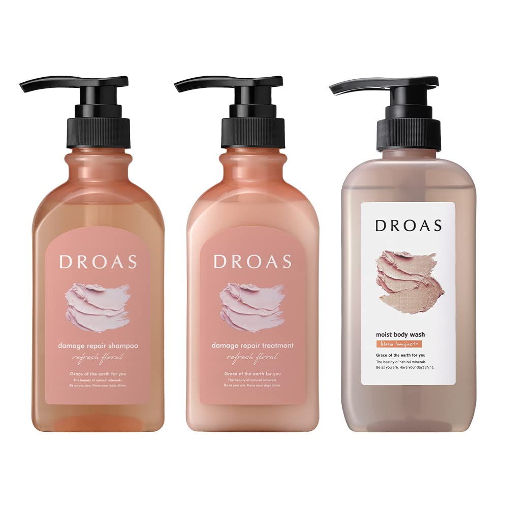 

DROAS Shampoo Treatment Body Soap set Damage Repair x Moist 3-piece