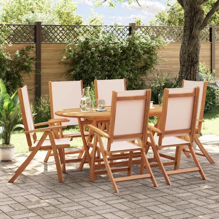 VidaXL 7-piece Garden Dining Set Solid Acacia Wood Textilene 3279270