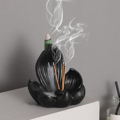 Porta Incenso a Bastoncino Loto Bruciatore di Incenso a Riflusso Porta Coni di Incenso in Resina per Amanti dell'Incenso Regalo Centrotavola per Casa