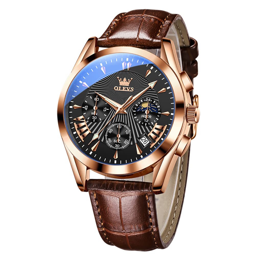 OLEVS Men's Business Wristwatch, Waterproof, Stylish, Stainless Steel Band, Quartz Movement, Analog, Casual, Father's Day Gift