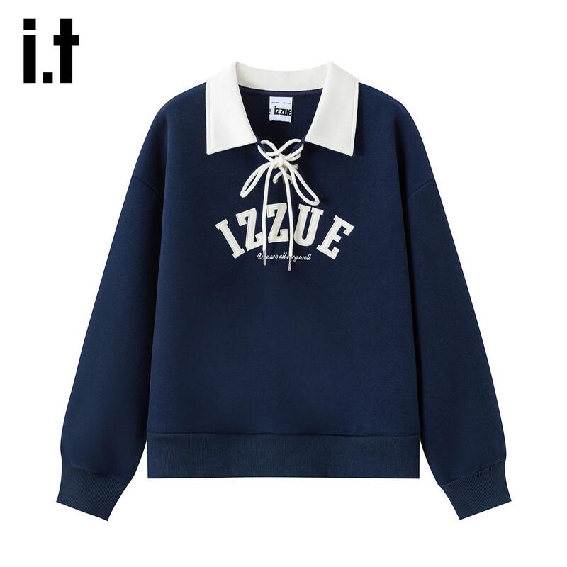 izzue it Women s Polo Collar Long Sleeve Sweatshirt L