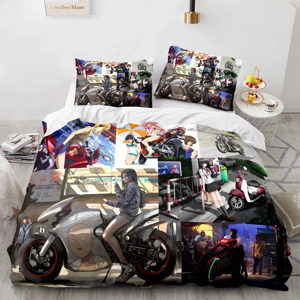 New Classic Motorcycle Bedding Set Single Twin Full Queen King Size Knight Bed Set Adult Kid Bedroom Duvet Cover Sets 3D Print