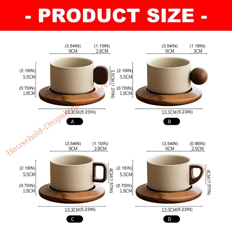 Elegant Handcrafted Ceramic Tea Cup With Wooden Base Terracotta Mug For Coffee Lover And Unique Decoration Enthusiasts 85AD