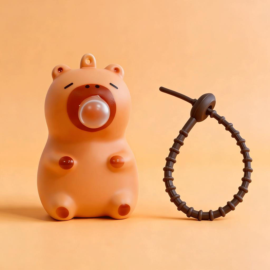 Poupée Capybara Pendentif à Pincer Jouets Écraser Cracher Bulle Jouet de Décompression Pendentif Décoration Cartable Enfant Cadeau de fête