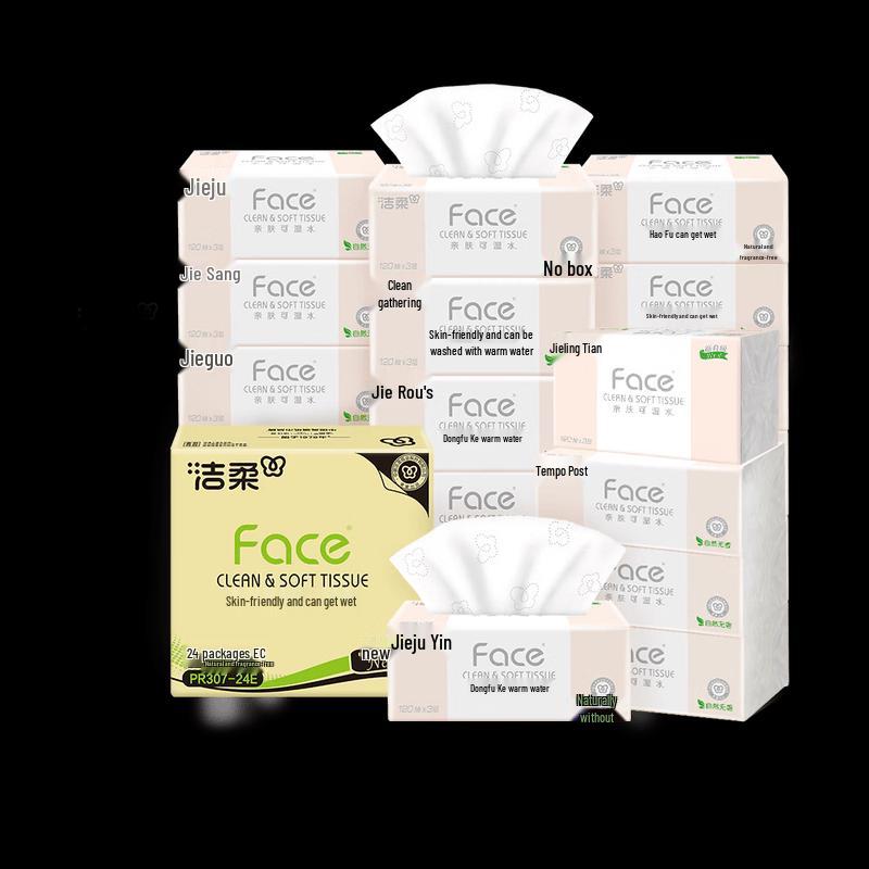 JieRou FACE Pink 4-Ply Soft Pack Facial Tissues
