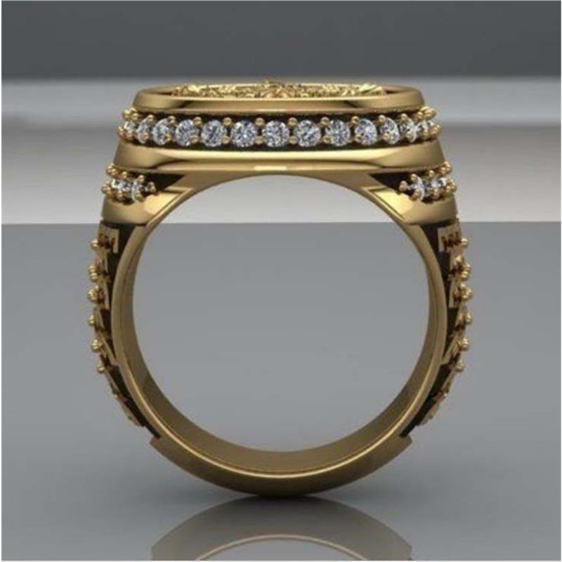 Vintage Goldene Engelsflügel mit Ring Stil Kreativer Mode Herrenring