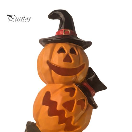 LED Pumpkin Light Halloween Spooky Lighted Figurine, Up Stacking Statue with Warm Decor Witch Hat for Home, Office, Haunt House, Indoor Outdoor Table