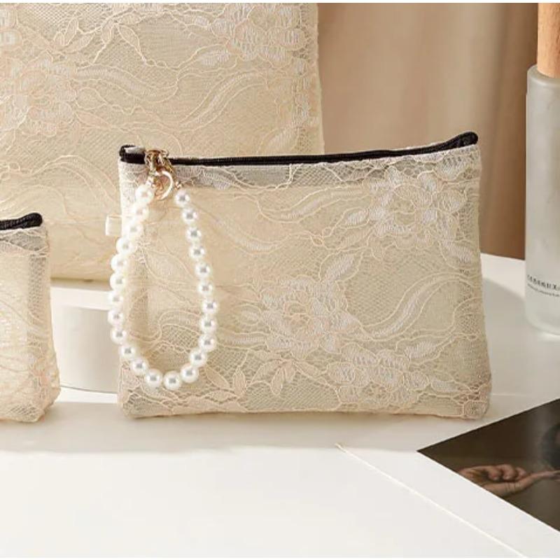 Sweet Lace Cosmetic Bag Travel Toiletry Pouch Organizer Case Toiletry Wash Bag for Makeup Accessories Phone Keys Coin Purse