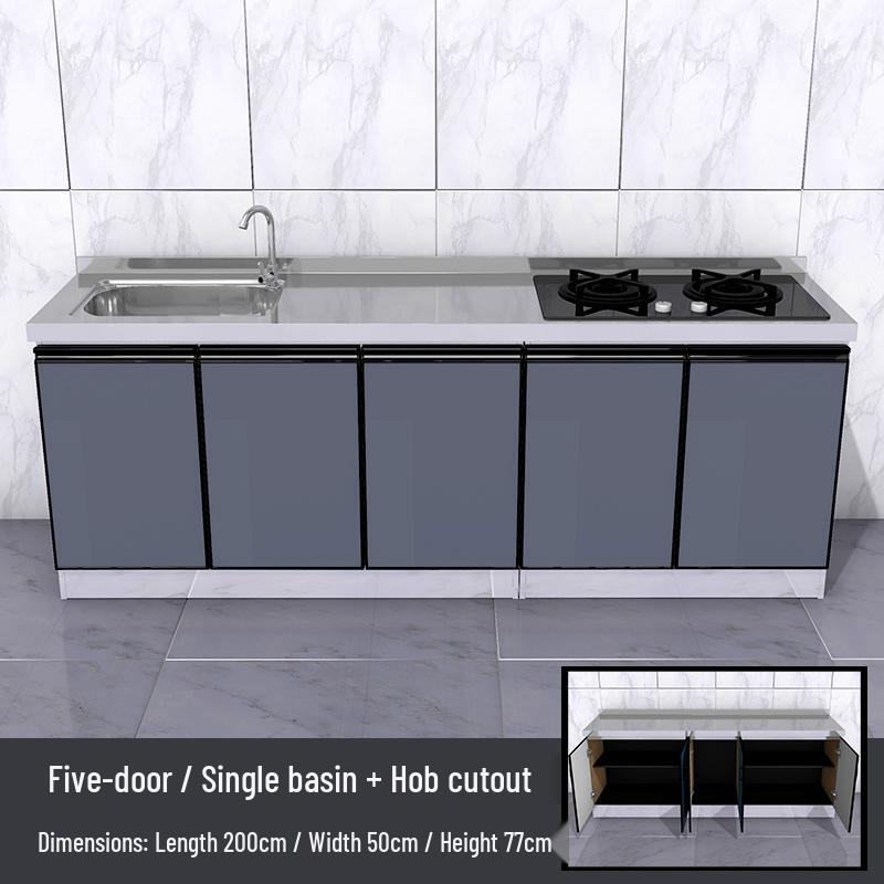 2-Meter Stainless Steel Waterproof Kitchen Cabinet with Sink for Household or Rental Use