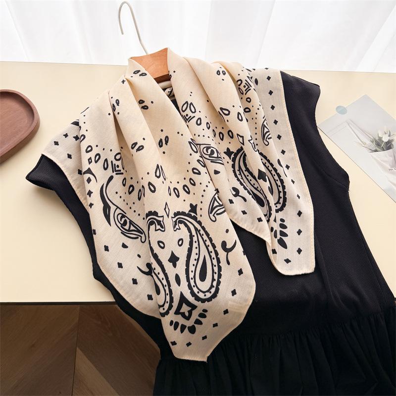 New cashew imitation velvet herringbone pattern cotton and linen small square scarf silk scarf headscarf shawl decorative scarf scarf