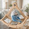 Wooden Bird Swing Toys Hanging Parrots Exercise Wheel Perch Rocking Perch Stand Entertainment