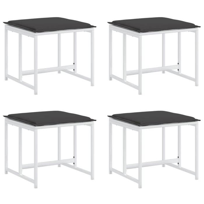 VidaXL Tabourets de jardin avec coussins 4pcs blanc acier et textilène, siège de jardin, tabouret d'extérieur, siège cube, 4008591