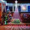 Guirxiété Lumineuse Cascade De Noël Dégradée Avec Topper Star, Décorations D'arbre De Noël Pour La Maison, Nouvel An, 2025
