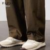 Fapai Men's Wide-Leg Cotton Linen Blend Casual Pants