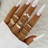 Alloy Leaf Open Multi-joint Pearl Ring Stacked Ins Design Temperament Ring Set