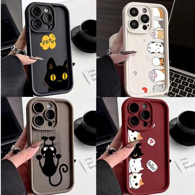 LZ9 Cartoon Cat Cute Art Design Silicone Phone Case for Infinix Smart9 Hot 40i Tecno Camon20 Moto G22 G30 OnePlus Google Pixel 9 Shockproof Back Cover
