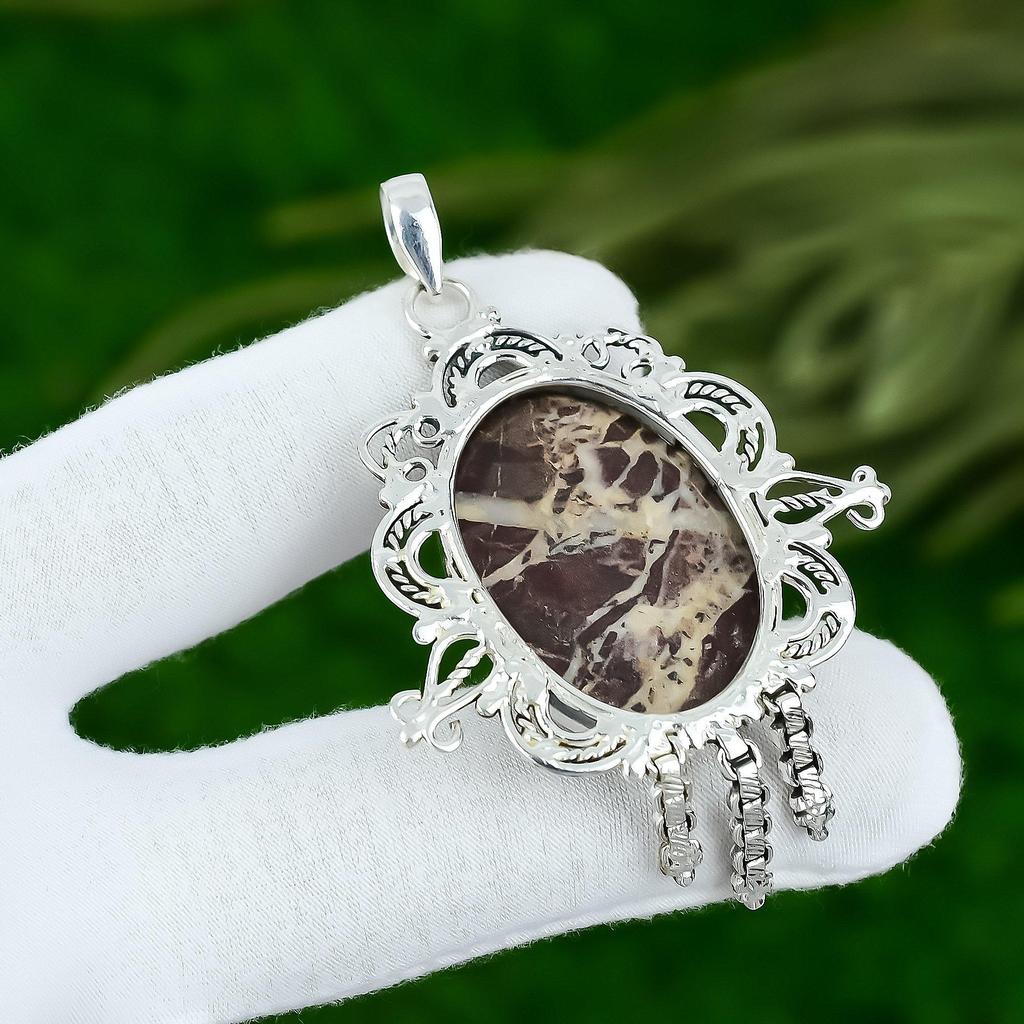 Mothers Day Sale Natural Coconut Jasper 925 Silver Engagement Wedding Pendant