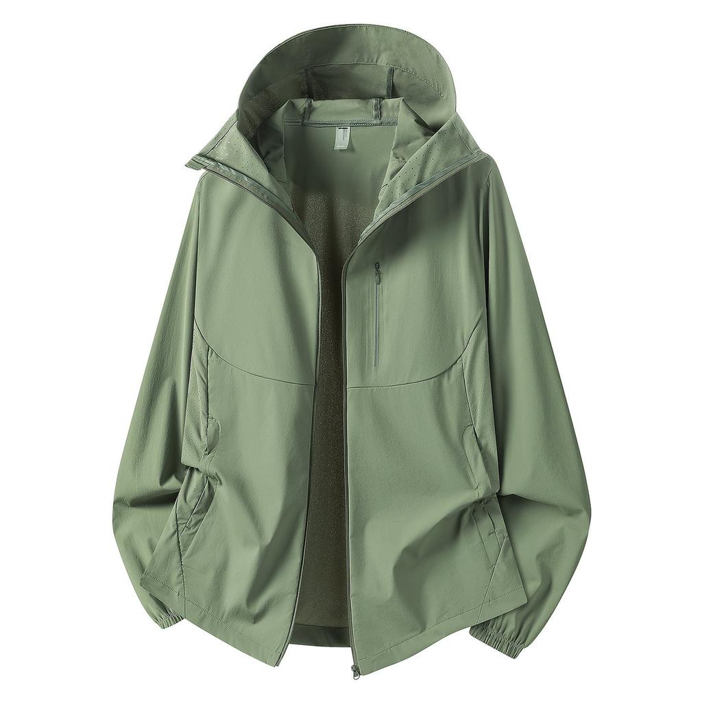 Summer new outdoor sunscreen clothes UPF10 + ice silk light and breathable hooded skin clothes group buying clothes