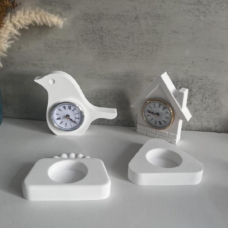 Ornament Mould Flexible Silicone Mold for Office Decoration Miniature Clock Shaped Desktop Embellishment Making Molds