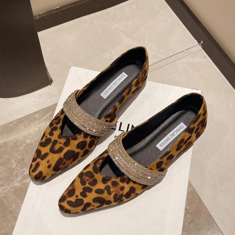

Retro New Women Shoe Leopard Print Shallow Mouth Women Single Shoe Anti Slip Height Increas Womens Flat Shoes French Casual Shoe 35 цветной печати леопарда