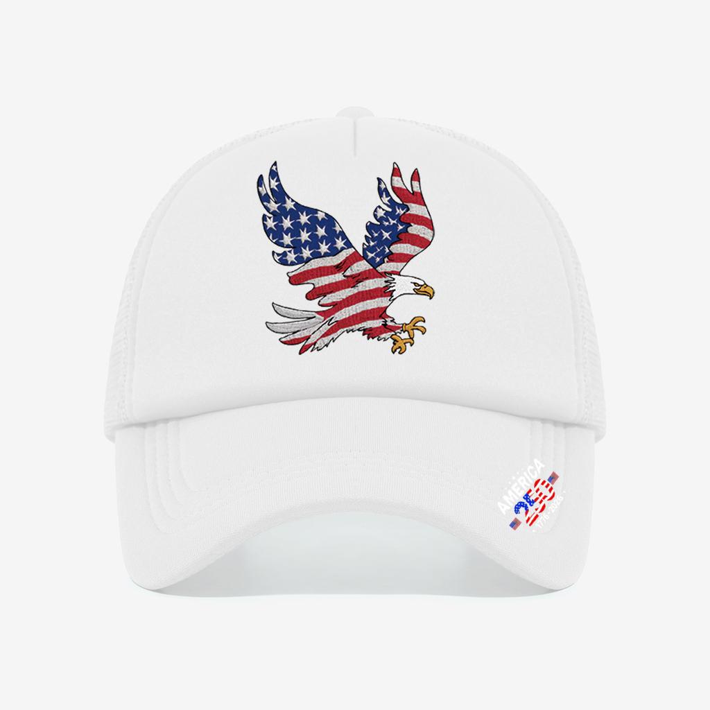 1PC Mesh Trucker Hat, Breathable, 250th America Flag Eagle Print, Vintage Patriotic Streetwear