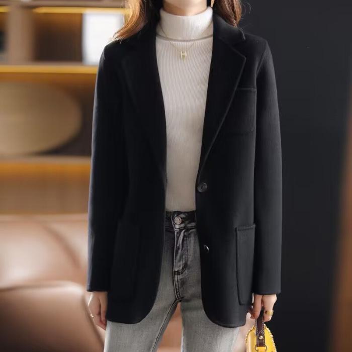 Neuer Wollmantel für Damen im koreanischen Stil - Petite, Figurformend, Herbst/Winter-Mode