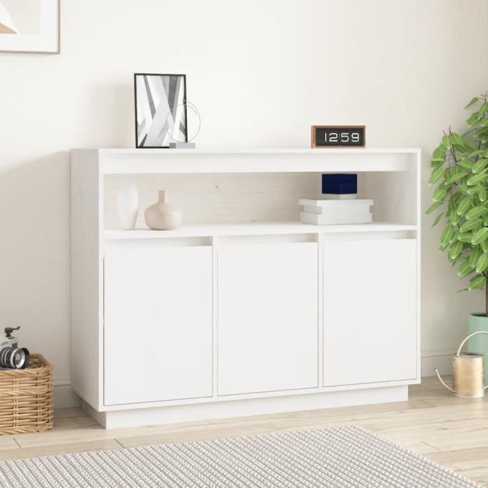 814390 vidaXL Buffet Blanc 104,5x34x80 cm Bois massif de pin