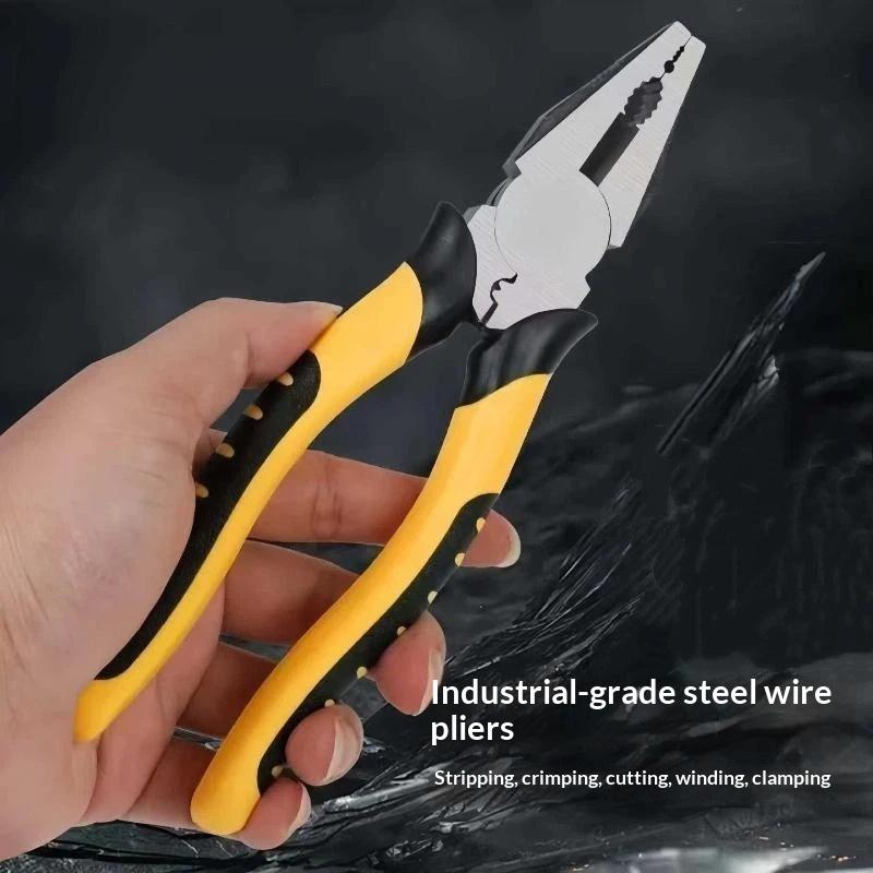 8 Inch Heavy Duty Combination Pliers Non Slip Handle Industrial Grade Durability For Home Diy Repair Projects