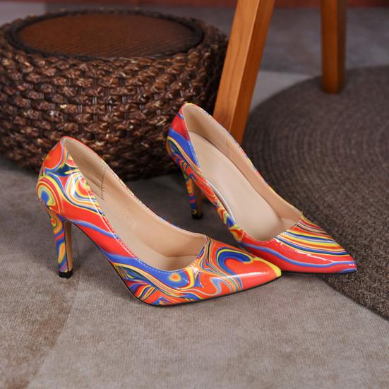 Women's Pointed Pumps Colorful High Heel Slip-On Wedding Shoes Thin Heels Bridal