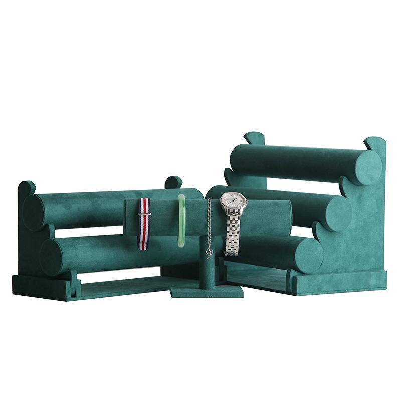 

Dark green velacelevet cloth bracelet holder, single-layer, double-layer, three-layer jewelry bracelet, watch, headband display S