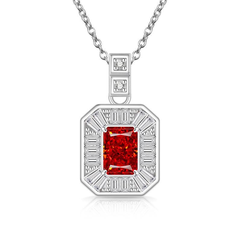 2026 Colored Treasure Ice Flower Cut No Matter Brand Necklace Super Flash High Carbon Diamond Plated Real Gold Pendant
