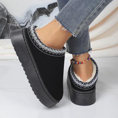 Women's Autumn and Winter New Lace Fashion Snow Boots Women's Shoes Half-drag Cotton Shoes Thickened Plush