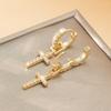 Zircon Cross Dangle Earrings For Women Girls Stainless Steel Cross Earring 2025 Trending Couple Wedding Aesthetic Jewelry Aretes