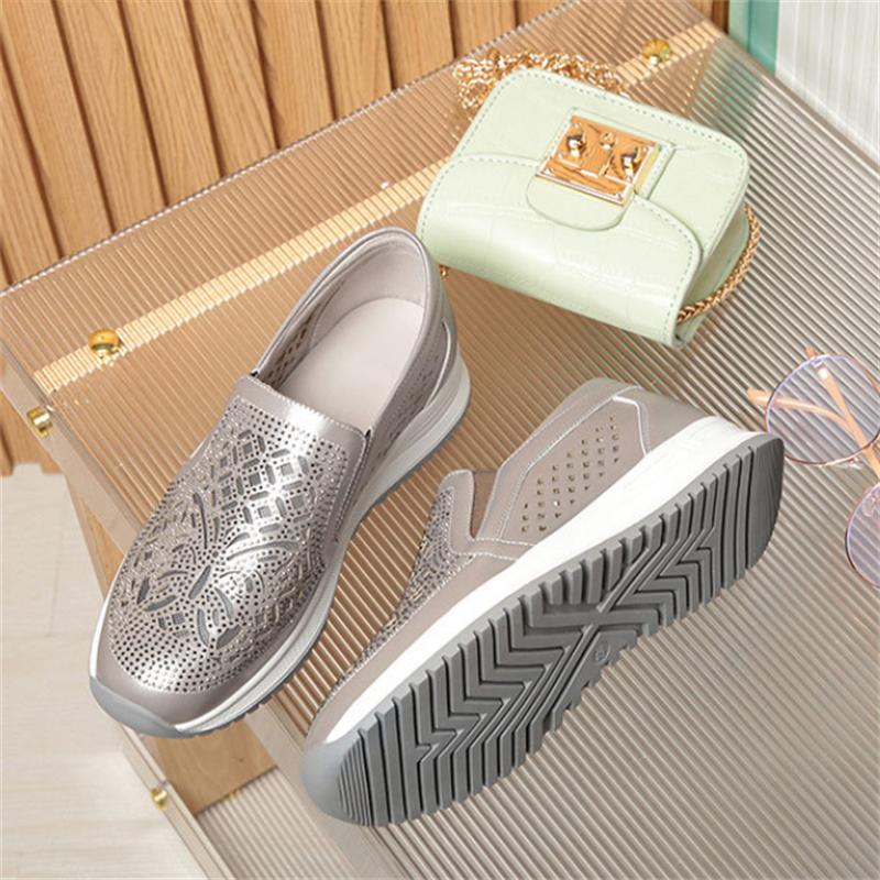 Women Mesh Breathable Fashion Round Toe Sneakers Wedges Shoes Daily Casual Slip-on Walking Female Thick Bottom Vulcanized Shoes