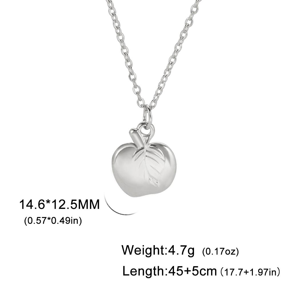 

Teamer Apple Pendant Necklace Stainless Steel Necklace For Couple Sweet Romantic Amulet Fashion Simple Jewelry Birthday Gift 45-50cm