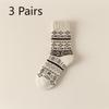 3 Pairs of Female Autumn and Winter Super Thick Warm Anti Cold Hair Ring Retro Pattern Wool Socks