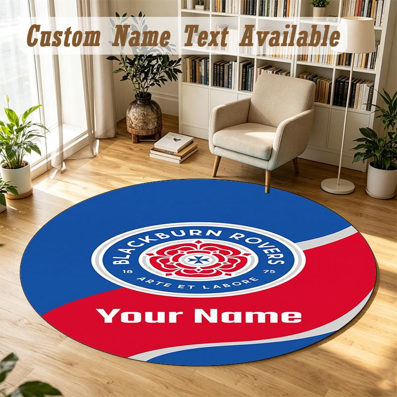 Round Rug Custom NameBlackburn Rovers Football Pattern Non Slip Carpet Home Floor Decor