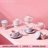 SOLECASA Ceramic Mugs with Creative Handle Pink Blue Coffee Cup & Saucer Set Afternoon Tea Coffee Latte Cups Home Coffee Mug Set