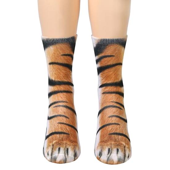 

Unisex 3D Print Simulation Animal Paw Hoof Adult Children Elastic Cotton Socks Children Tiger