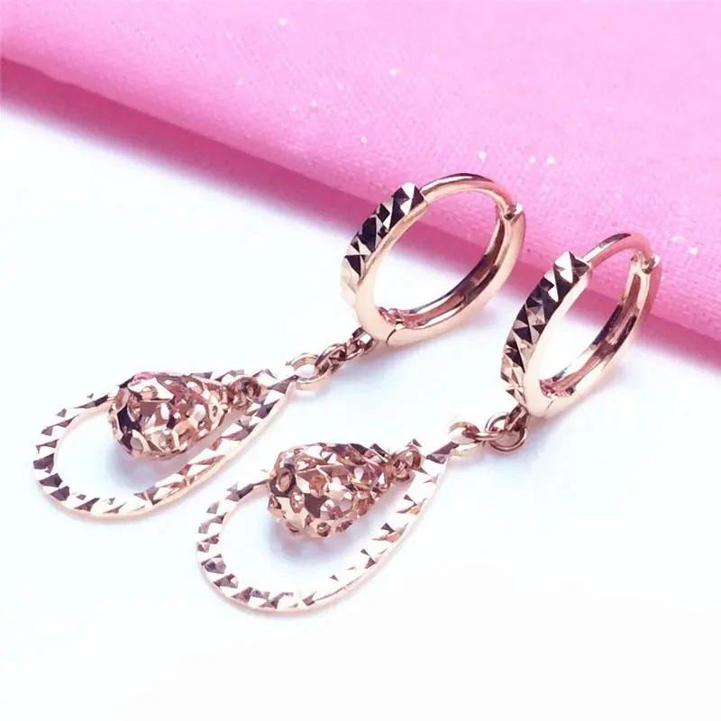 

Серьги-капельки из меди с покрытием розовым золотом для женщин Классические Креативные Вырезные Изысканные Блестящие Помолвочные Цирконы