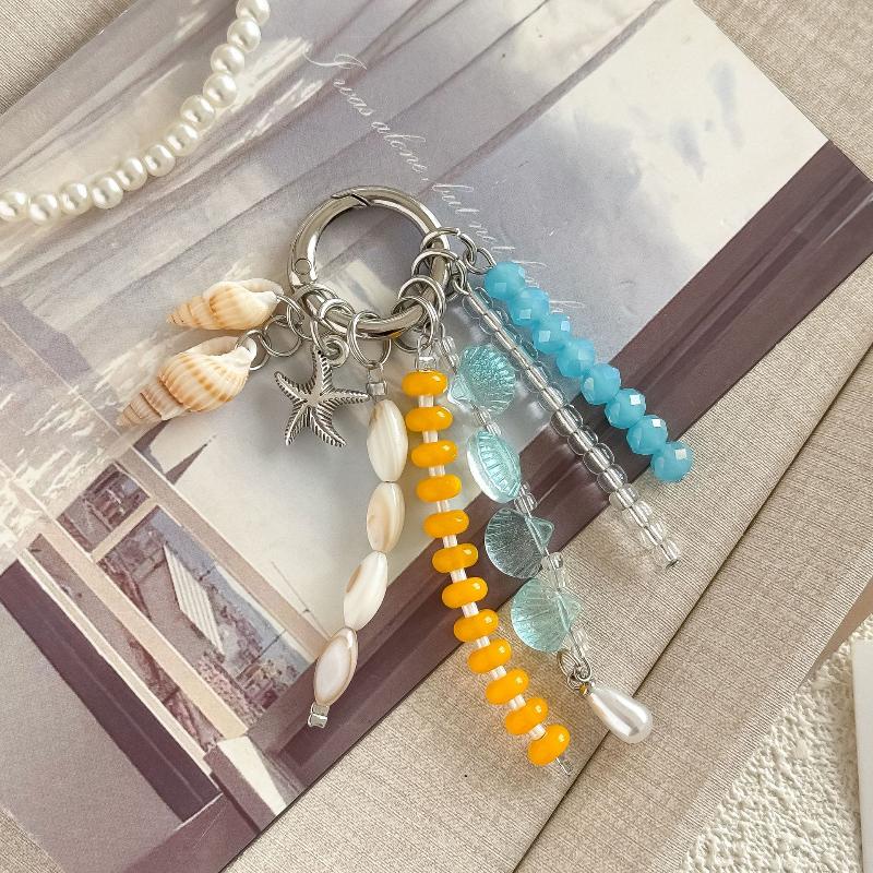 Y2K Shell Conch Fish Beads Keychain Fashion Handbag Pendant Beads Key Ring Jewelry Accessories Girls Gifts