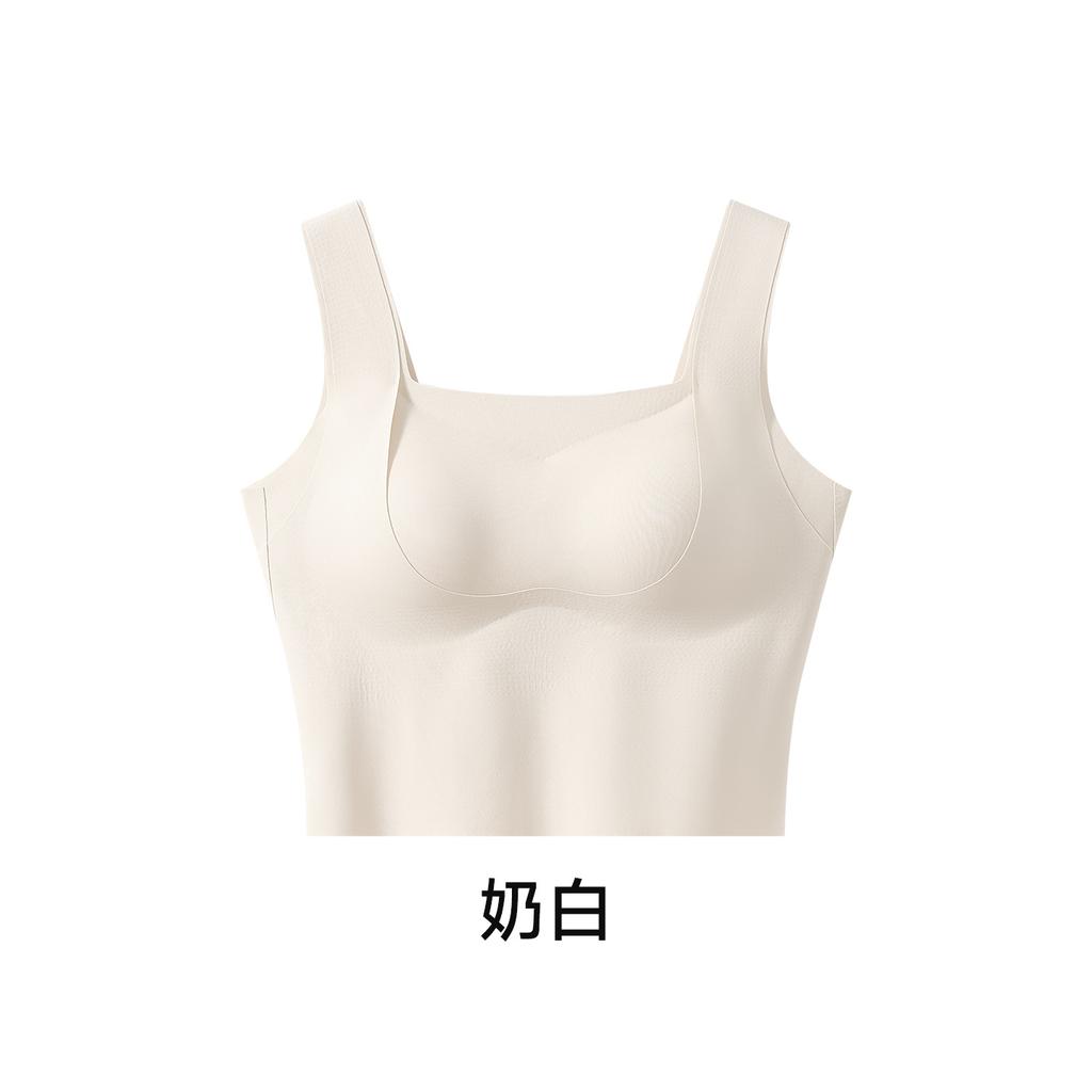Red Soft Support Wireless Vest Style Bra Set With Built In Chest Pad