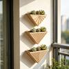 Wood Planter Box for Indoor Plants Wall Mounted Boho Hanging Planter Small Triangle Shaped Flower Pot for Living Room Bedroom Kitchen Office Home Wall